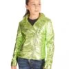 Grüne Chiodo Baby Bikerlederjacke Für Kinder Unisex