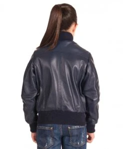 Blaue-Bomberjacke Für Kinder Aus Nappaleder Unisex -D’ARIENZO Verkäufe lederjacke fur kinder echtes leder blaue Bomber baby 4