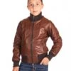 Lederfarben Bomberjacke Für Kinder Unisex Vintage-effekt