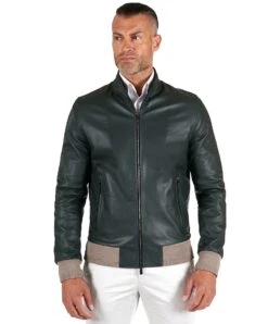 Bomber Grüne Naturleder Jacke Koreanische Kragen Mit Knöpfen 20 Bomber Grüne Naturleder Jacke Koreanische Kragen Mit Knöpfen -D’ARIENZO Verkäufe lederjacke fur manner bomberjacke echtes leder grune farbe Andrea 9