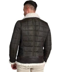 Grün Steppjacke Aus Stoff Und Braunes Schaffell -D’ARIENZO Verkäufe lederjacke fur manner grune daunenjacke braunes shaffell Andrew 4
