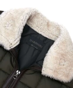 Grün Steppjacke Aus Stoff Und Braunes Schaffell -D’ARIENZO Verkäufe lederjacke fur manner grune daunenjacke braunes shaffell Andrew 7