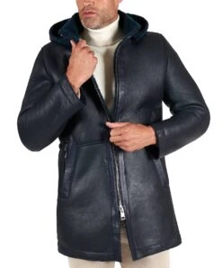 Mantel Aus Blaue Schaffell Mit Abnehmbarer Kapuze 22 Mantel Aus Blaue Schaffell Mit Abnehmbarer Kapuze -D’ARIENZO Verkäufe lederjacke fur manner mantel mutton echtes leder blaue Liam 10