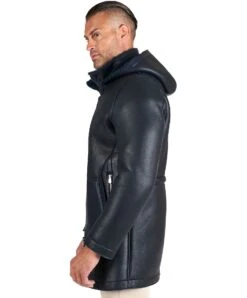 Mantel Aus Blaue Schaffell Mit Abnehmbarer Kapuze 15 Mantel Aus Blaue Schaffell Mit Abnehmbarer Kapuze -D’ARIENZO Verkäufe lederjacke fur manner mantel mutton echtes leder blaue Liam 3
