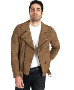 Taupe Farbe Bikerlederjacke Nubuck Antik-Effekt Mit Gürtel 12 Taupe Farbe Bikerlederjacke Nubuck Antik-Effekt Mit Gürtel -D’ARIENZO Verkäufe lederjacke herren biker antik effekt echtes leder taupe Chiodo 2