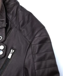 Dunkelbraun Lederjacke Doppelte Schließung Links Und Rechts -D’ARIENZO Verkäufe lederjacke herren bikerjacke echtes leder braune Kevin 8