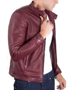 Burgunder Lederjacke Bikerjacke Vintage-Effekt -D’ARIENZO Verkäufe lederjacke herren bikerlederjacke vinatge echtes leder burgunder Ted 10