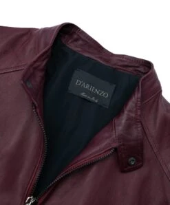 Burgunder Lederjacke Bikerjacke Vintage-Effekt -D’ARIENZO Verkäufe lederjacke herren bikerlederjacke vinatge echtes leder burgunder Ted 5