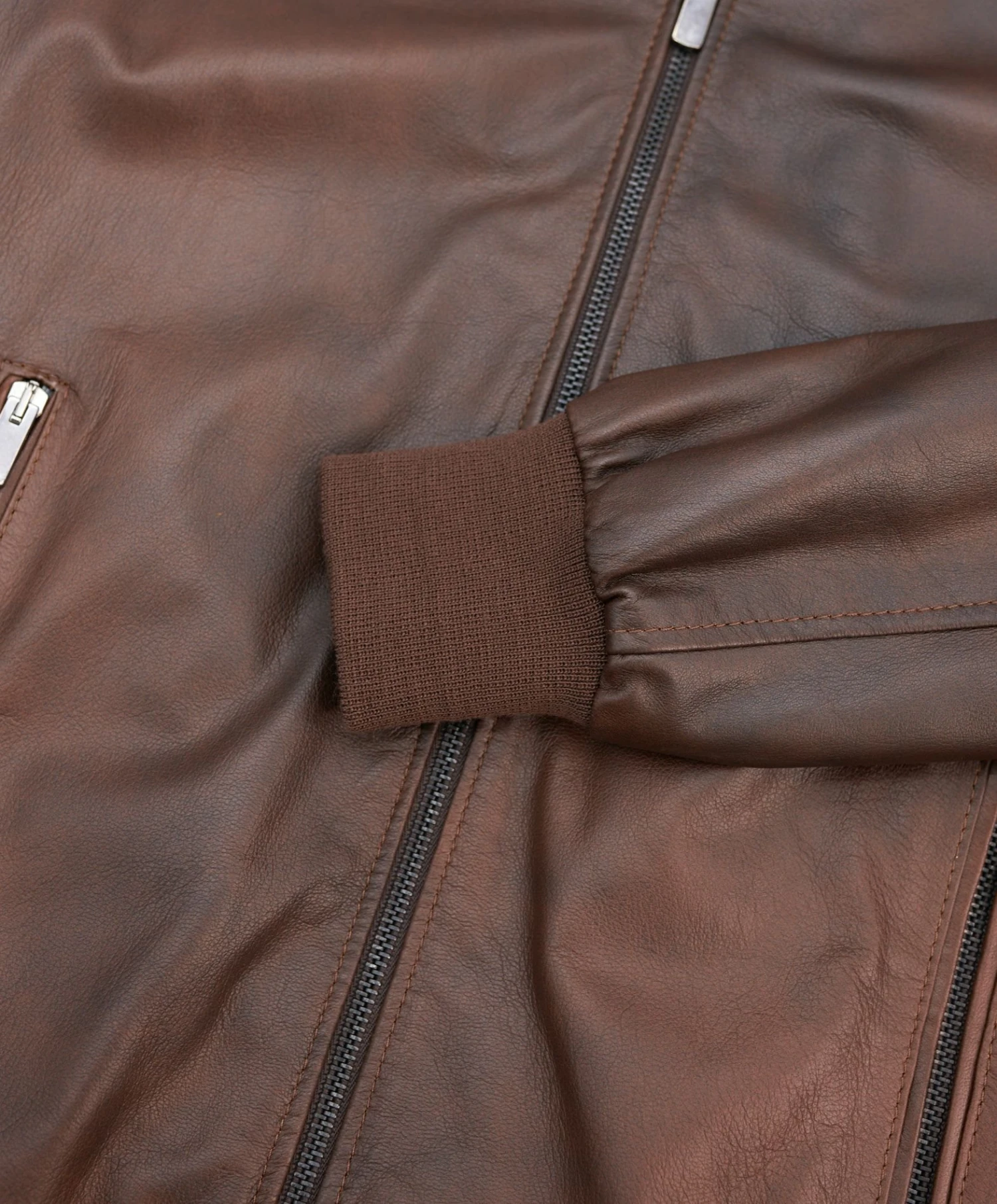 Braune Bomber Lederjacke Herren Naturleder Vintage Effekt 7 Braune Bomber Lederjacke Herren Naturleder Vintage Effekt – Bild 7