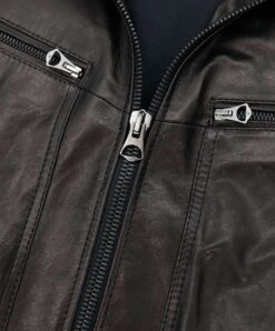 Schwarze Lederjacke Genähte Schultern Naturleder Glatte Efeckt -D’ARIENZO Verkäufe lederjacke herren echtes leder schwarze Roberto 7