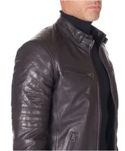 Schwarze Lederjacke Genähte Schultern Naturleder Glatte Efeckt -D’ARIENZO Verkäufe lederjacke herren echtes leder schwarze Roberto 9