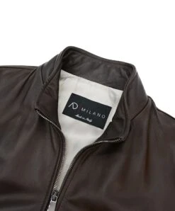 Bomberjacke Aus Braune Leder Mit Canne-Stickerei 16 Bomberjacke Aus Braune Leder Mit Canne-Stickerei -D’ARIENZO Verkäufe lederjacke herren leder bomberjacke echtes leder braune Roma R 6