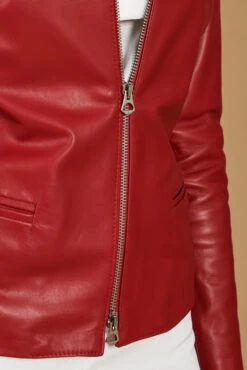 Rote Lederjacke Mit Glattem Effekt 22 Rote Lederjacke Mit Glattem Effekt -D’ARIENZO Verkäufe lederjacke rot clear 10