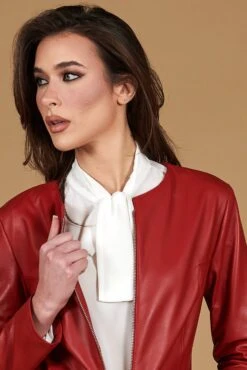 Rote Lederjacke Mit Glattem Effekt 14 Rote Lederjacke Mit Glattem Effekt -D’ARIENZO Verkäufe lederjacke rot clear 2