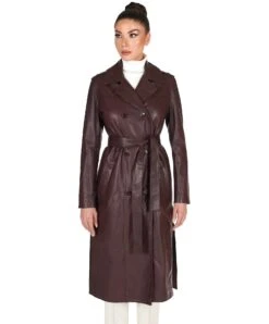 Burgunder Zweireihiger Ledermantel Mit Seitenschlitze 12 Burgunder Zweireihiger Ledermantel Mit Seitenschlitze -D’ARIENZO Verkäufe ledermantel fur frauen lange echtes leder burgunder Hazel 2