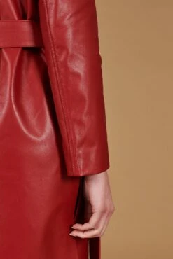 Rote Zweireihiger Ledermantel Mit Seitenschlitze -D’ARIENZO Verkäufe ledermantel fur frauen lange echtes leder rote Hazel 9