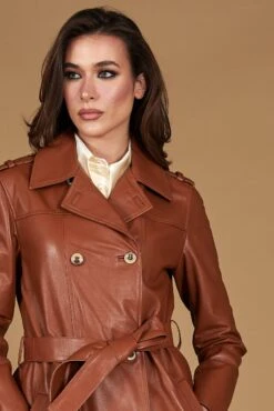 Lederfarben Zweireihiger Natur-ledermantel Mit Seitenschlitze 16 Lederfarben Zweireihiger Natur-ledermantel Mit Seitenschlitze -D’ARIENZO Verkäufe ledermantel fur frauen lange vinatge echtes leder lederfarben Hazel 2