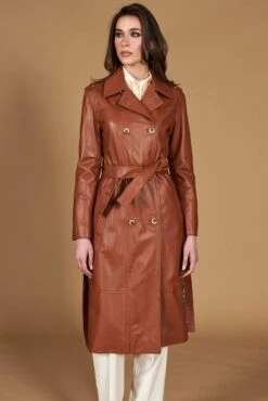 Lederfarben Zweireihiger Natur-ledermantel Mit Seitenschlitze 17 Lederfarben Zweireihiger Natur-ledermantel Mit Seitenschlitze -D’ARIENZO Verkäufe ledermantel fur frauen lange vinatge echtes leder lederfarben Hazel 3