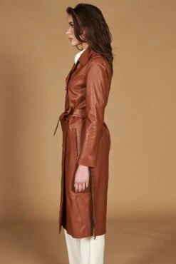 Lederfarben Zweireihiger Natur-ledermantel Mit Seitenschlitze 19 Lederfarben Zweireihiger Natur-ledermantel Mit Seitenschlitze -D’ARIENZO Verkäufe ledermantel fur frauen lange vinatge echtes leder lederfarben Hazel 5