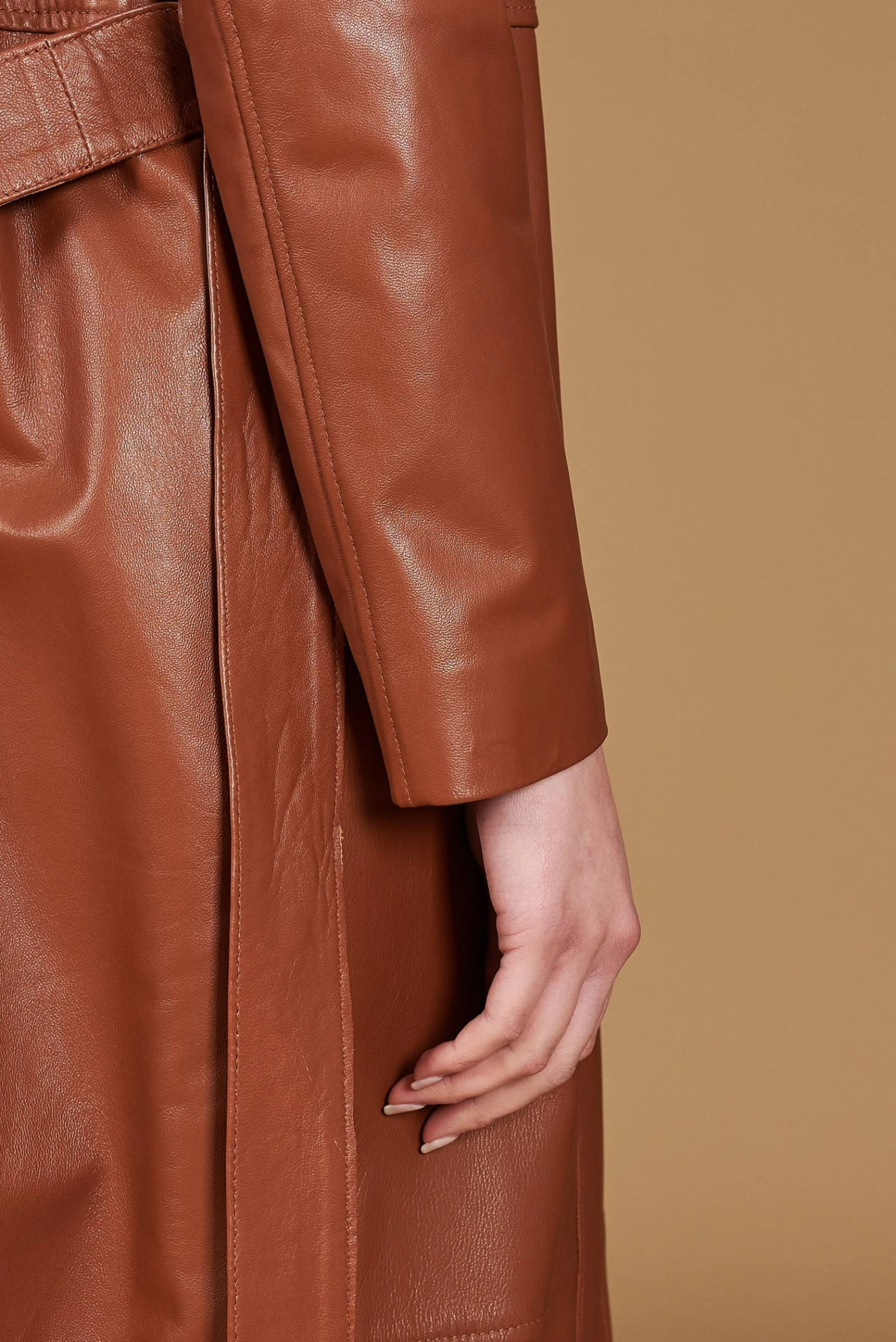 Lederfarben Zweireihiger Natur-ledermantel Mit Seitenschlitze 9 Lederfarben Zweireihiger Natur-ledermantel Mit Seitenschlitze – Bild 9