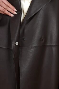 Dunkelbraune Nappa-ledermantel Mit Gürtel -D’ARIENZO Verkäufe ledermantel fur frauen mit Gurtel echtes leder dunkelbraune Sienna 10