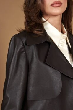 Dunkelbraune Nappa-ledermantel Mit Gürtel -D’ARIENZO Verkäufe ledermantel fur frauen mit Gurtel echtes leder dunkelbraune Sienna 11