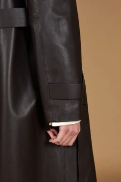 Dunkelbraune Nappa-ledermantel Mit Gürtel -D’ARIENZO Verkäufe ledermantel fur frauen mit Gurtel echtes leder dunkelbraune Sienna 12