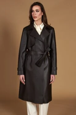 Dunkelbraune Nappa-ledermantel Mit Gürtel -D’ARIENZO Verkäufe ledermantel fur frauen mit Gurtel echtes leder dunkelbraune Sienna 6