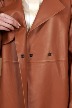 Lederfarben Nappa-ledermantel Mit Gürtel -D’ARIENZO Verkäufe ledermantel fur frauen mit Gurtel echtes leder lederfarben Sienna 10