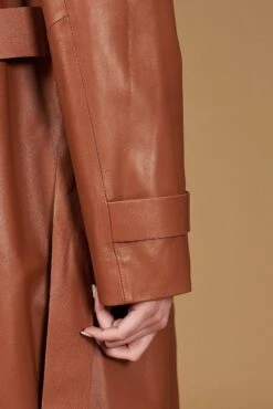 Lederfarben Nappa-ledermantel Mit Gürtel -D’ARIENZO Verkäufe ledermantel fur frauen mit Gurtel echtes leder lederfarben Sienna 11