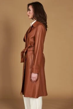 Lederfarben Nappa-ledermantel Mit Gürtel -D’ARIENZO Verkäufe ledermantel fur frauen mit Gurtel echtes leder lederfarben Sienna 8