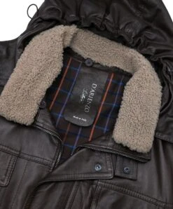 Dunkelbraune Ledermantel Mit Kapuze Vintage -D’ARIENZO Verkäufe ledermantel fur manner lange echtes leder dunkelbraune Vittorio 4