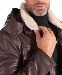 Dunkelbraune Ledermantel Mit Kapuze Vintage -D’ARIENZO Verkäufe ledermantel fur manner lange echtes leder dunkelbraune Vittorio 9