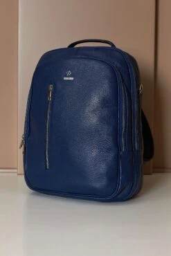 Blaue Rucksack Aus Kalbsleder Dollaro-effekt