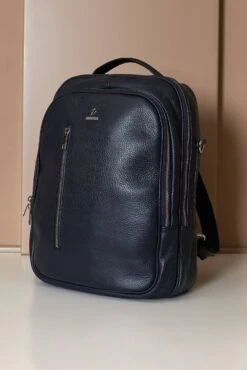 Dunkel Blaue Rucksack Aus Kalbsleder Dollaro-effekt