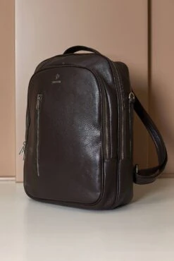 Dunkelbraune Rucksack Aus Kalbsleder Dollaro-effekt