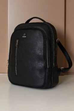 Schwarze Rucksack Aus Kalbsleder Dollaro-effekt