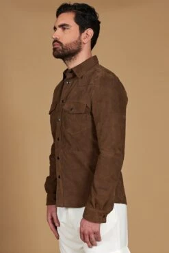 Taupe Ungefüttert Wildlederhemd Mit Knopfverschluss 19 Taupe Ungefüttert Wildlederhemd Mit Knopfverschluss -D’ARIENZO Verkäufe wildlederhemd herren echtes leder taupe Calvin 7