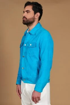 Türkisfarbene Wildlederjacke Bikerlederjacke Mit Knöpfen Und Hemdkragen -D’ARIENZO Verkäufe wildlederjacke fur herren bikerjacke echte leder turkisfarbene Akyo 6