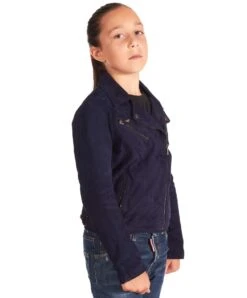 Blaue-lederjacke Für Kinder Aus Wildleder Unisex -D’ARIENZO Verkäufe wildlederjacke fur kinder biker echtes leder balue Chiodo baby 4