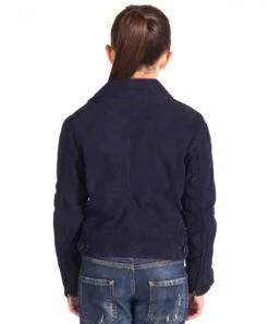 Blaue-lederjacke Für Kinder Aus Wildleder Unisex -D’ARIENZO Verkäufe wildlederjacke fur kinder biker echtes leder balue Chiodo baby 5