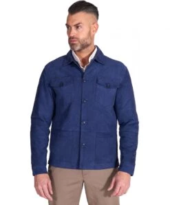 Blaue Wildlederjacke Mit Gekoppelter Stoff -D’ARIENZO Verkäufe wildlederjacke fur manner mit Knopf echtes leder blaue Oliver 11