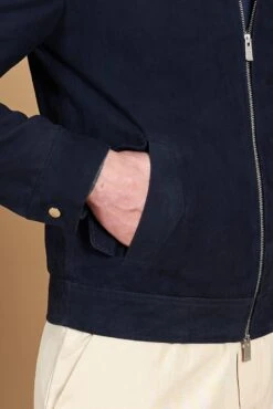 Blaue Wildlederjacke Mit Hemdkragennähten -D’ARIENZO Verkäufe wildlederjacke herren echtes leder blaue Owen 11