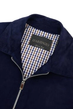 Blaue Wildlederjacke Mit Hemdkragennähten -D’ARIENZO Verkäufe wildlederjacke herren echtes leder blaue Owen 12