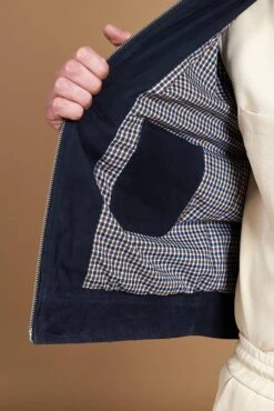 Blaue Wildlederjacke Mit Hemdkragennähten -D’ARIENZO Verkäufe wildlederjacke herren echtes leder blaue Owen 15