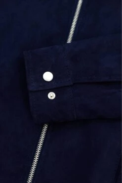 Blaue Wildlederjacke Mit Hemdkragennähten -D’ARIENZO Verkäufe wildlederjacke herren echtes leder blaue Owen 16