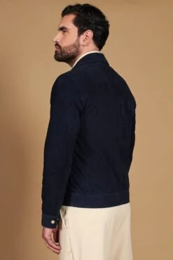 Blaue Wildlederjacke Mit Hemdkragennähten -D’ARIENZO Verkäufe wildlederjacke herren echtes leder blaue Owen 8