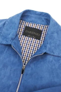 Denimblaue Wildlederjacke Mit Handgesticktem Hemdkragen -D’ARIENZO Verkäufe wildlederjacke herren echtes leder denim blaue Owen 11