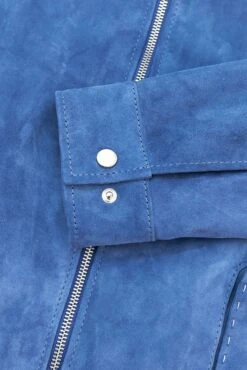 Denimblaue Wildlederjacke Mit Handgesticktem Hemdkragen -D’ARIENZO Verkäufe wildlederjacke herren echtes leder denim blaue Owen 14
