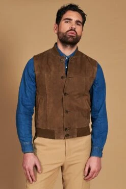 Taupe Wildlederweste Mit Knöpfen 19 Taupe Wildlederweste Mit Knöpfen -D’ARIENZO Verkäufe wildlederweste fur manner bomber echtes leder taupe Jeff 4